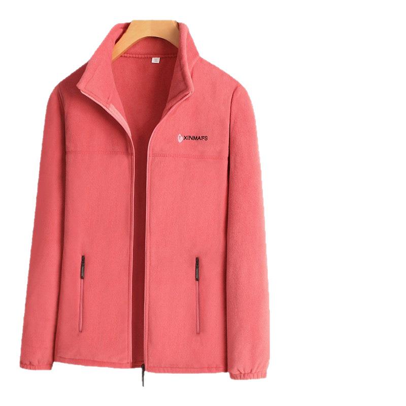 フリース レディース スウェット カーディガン 秋冬 長袖 立ち襟 刺繍 スポーツウェア 部屋着 XL XXL 3XL 4XL 5XL ゆったり 体型カバー 火龍果色 豆沙色 皮ピンク 香芋色 グリーン