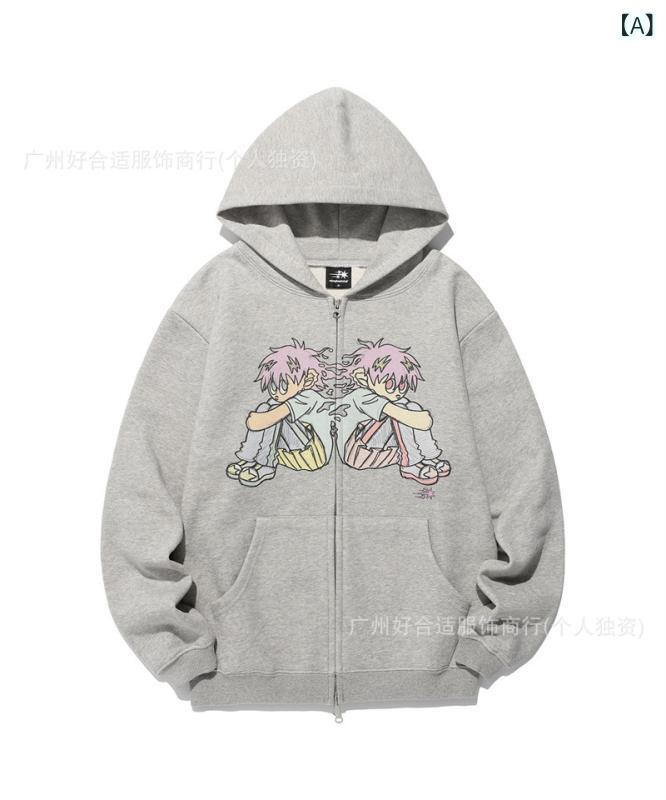 パーカー レディース 韓国風 ストリート カジュアル プリント トップス 長袖 フード付き グレー ブラック 猫柄 アルファベット ドール ゆったり 普段使い