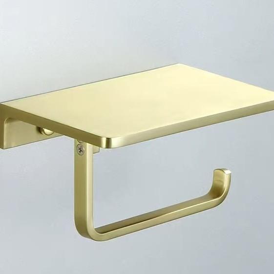 トイレットペーパーホルダー ラグジュアリー スマホ置き 高級感 ブラッシュドゴールド ホテル仕様 トイ..