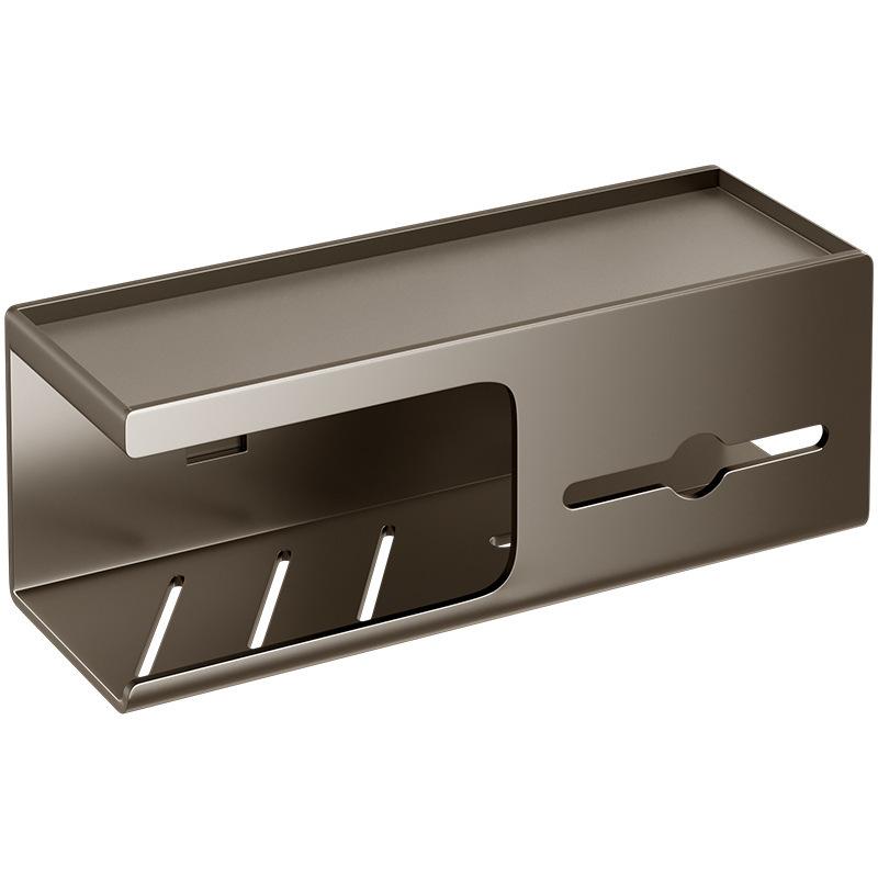 トイレットペーパーホルダー 壁掛け 炭素鋼 浴室 洗面所 ペーパータオルホルダー 棚付き グレー