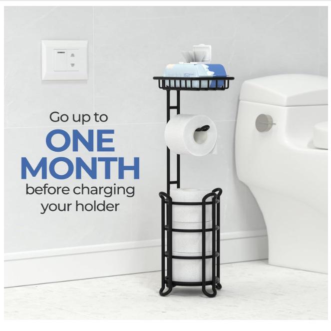 トイレットペーパーホルダー スタンド式 円形 アイアン 浴室 紙巻器 ヴィンテージ風 ブラック