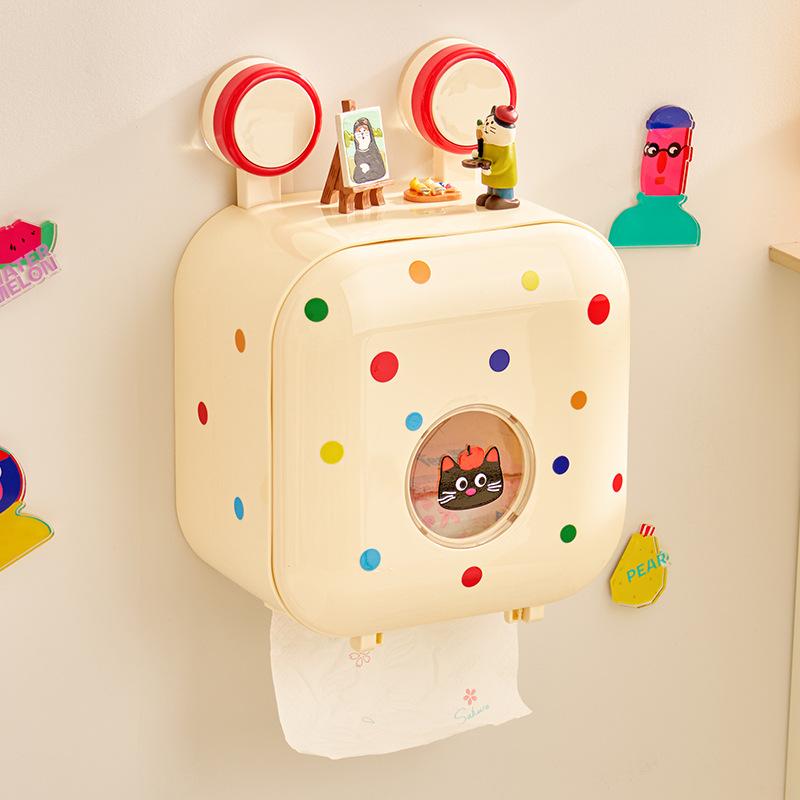 トイレットペーパーホルダー 防水 多用途 壁掛け 粘着式 浴室 トイレ キッチン ペーパーロール収納 ド..