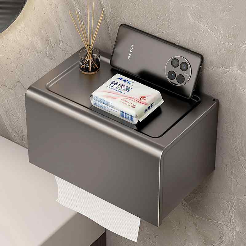 トイレットペーパーホルダー 壁掛け式 トイレットペーパーボックス 衛生用品 トイレ用品 太空アルミ製 ..