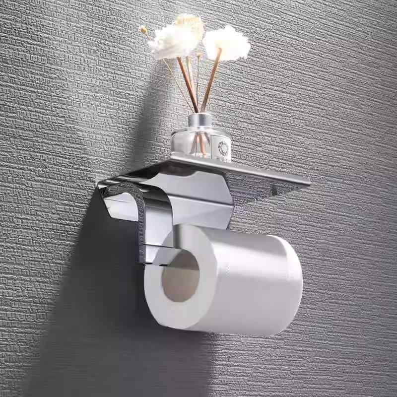 トイレットペーパーホルダー 壁掛け式 ステンレス製 鏡面 スマホ置き付き 洗面所 トイレ おしゃれ ロー..