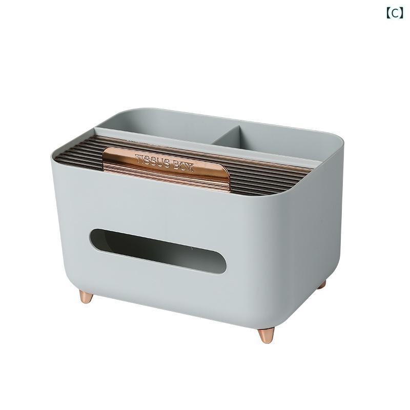 ティッシュボックス リビング 多機能 リモコンラック 小物入れ 卓上収納ケース プラスチック製 整理整頓 部屋 居間