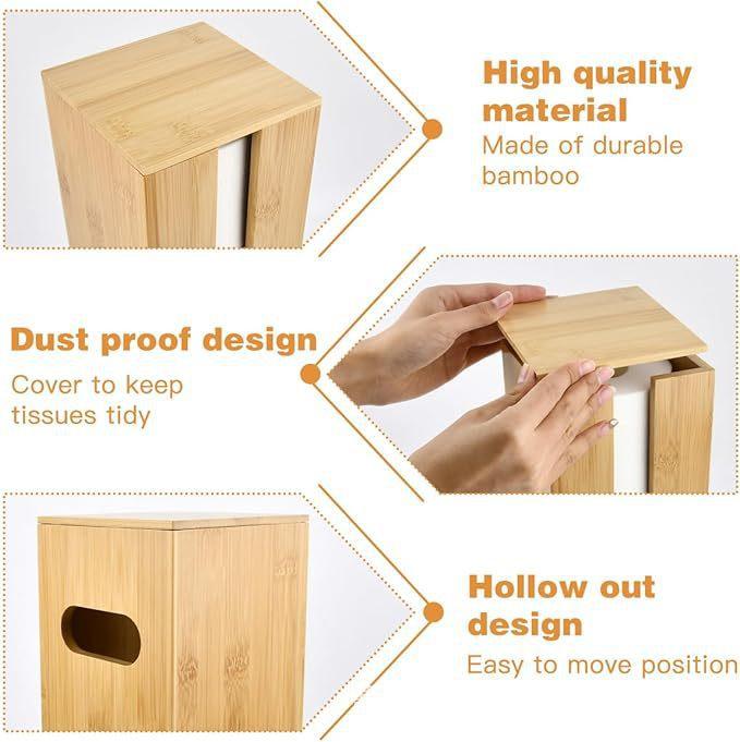 収納用品 竹製 ペーパータオルホルダー ロールペーパー収納 原木色 多用途 リビング 浴室 整理