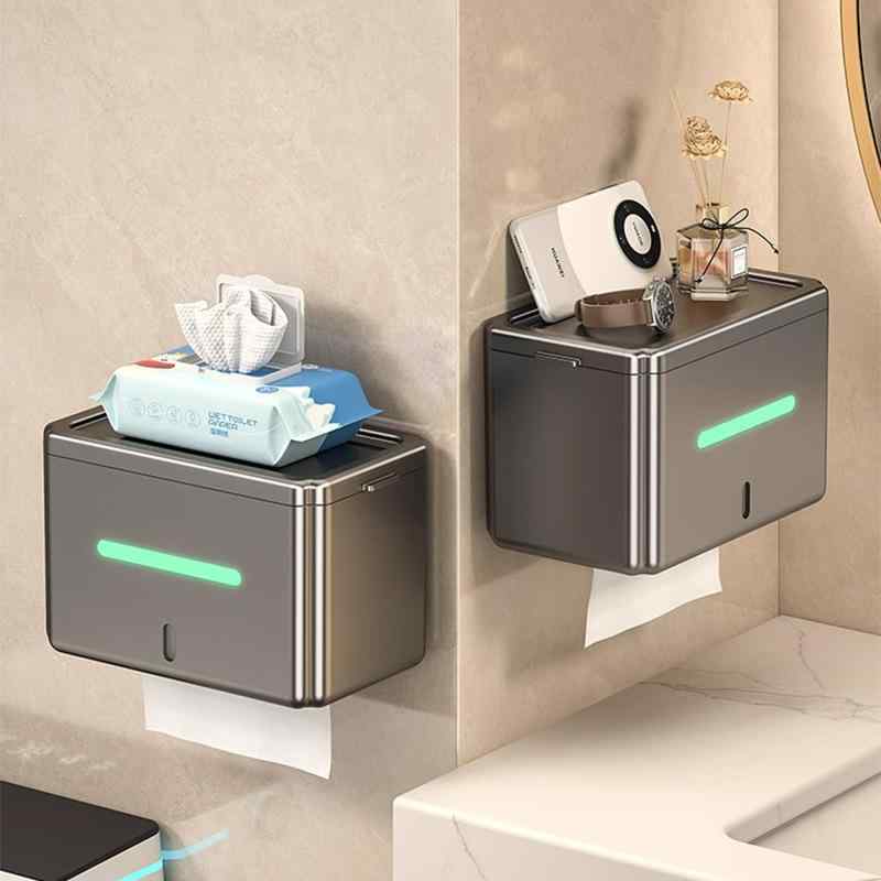 トイレットペーパーホルダー バスルーム 洗面所 壁掛け式 ティッシュケース 防水 多用途 プラスチック..