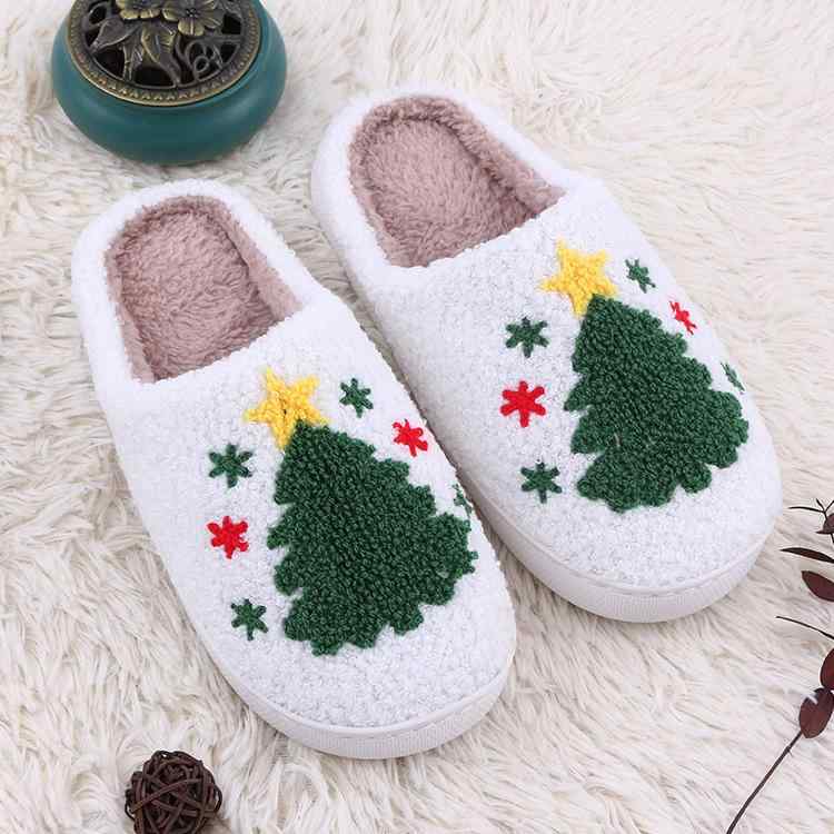 ルームシューズ レディース メンズ クリスマスツリー かわいい 室内 スリッパ あったか もこもこ 滑り..