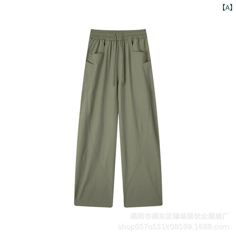 パンツ 男性用 纯色 粘胶纤维 阔腿 バナナパンツ リラックス ストレートパンツ サイドポケット