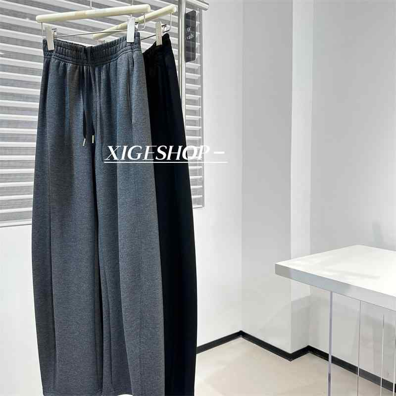 パンツ レディース 弯刀パンツ リラックス ゆったり 深灰色 黒 S M L 休闲 カジュアル 部屋着 人棉