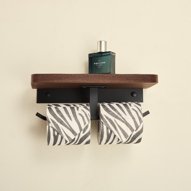 トイレットペーパーホルダー 壁掛け式 棚付き 浴室用 ペーパータオルホルダー ロールペーパー ホルダー..