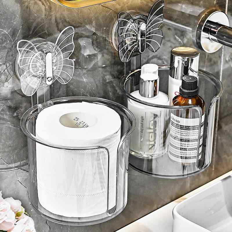 トイレットペーパーホルダー 洗面タオル収納ケース 壁掛け式 円形 ロールペーパーホルダー ティッシュ..