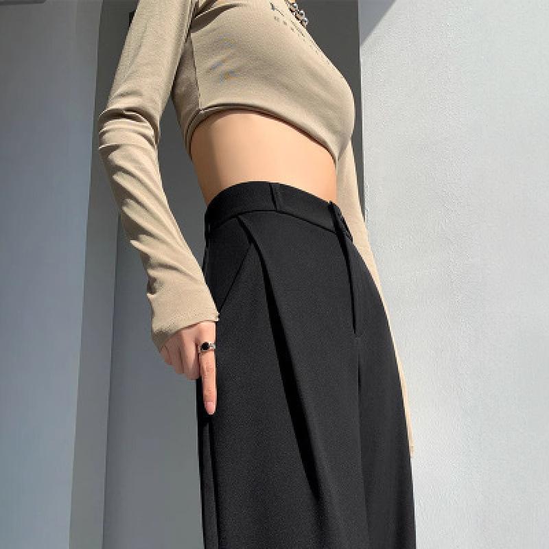 パンツ レディース グレー スラックス 春秋 高見え 美脚 リラックス ストレート ワイドレッグ ポリエステル