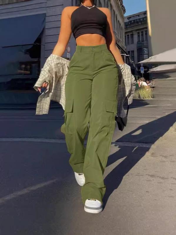 パンツ レディース カーゴパンツ ストレートパンツ ロングパンツ ハイウエスト ゆったり ワークパンツ ..