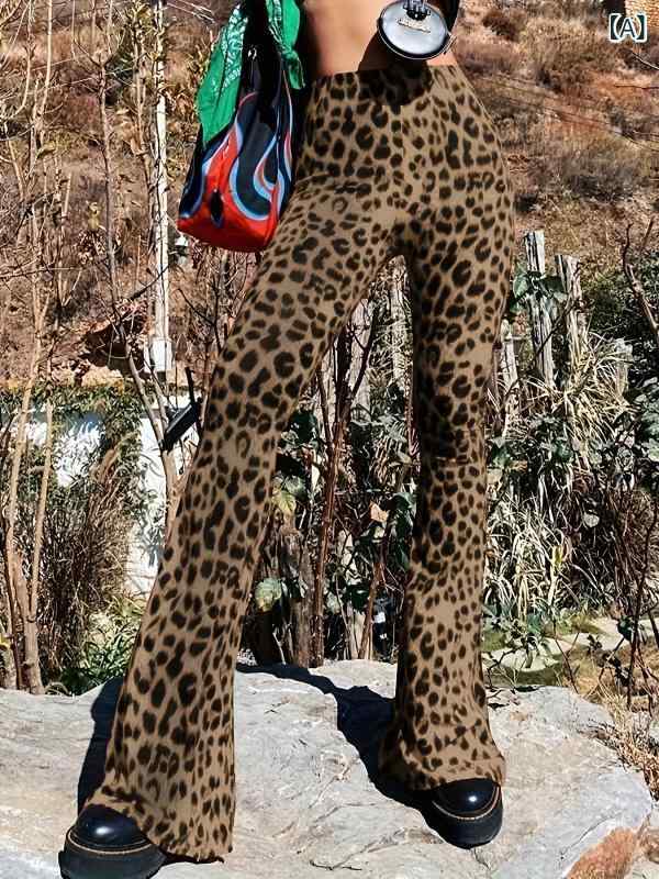 パンツ レディース ヒョウ柄 ハイウエスト 美脚 ストレッチ 伸縮性 レギンスパンツ 普段使い 快適 婦人服 ボトムス アニマル柄 スキニー