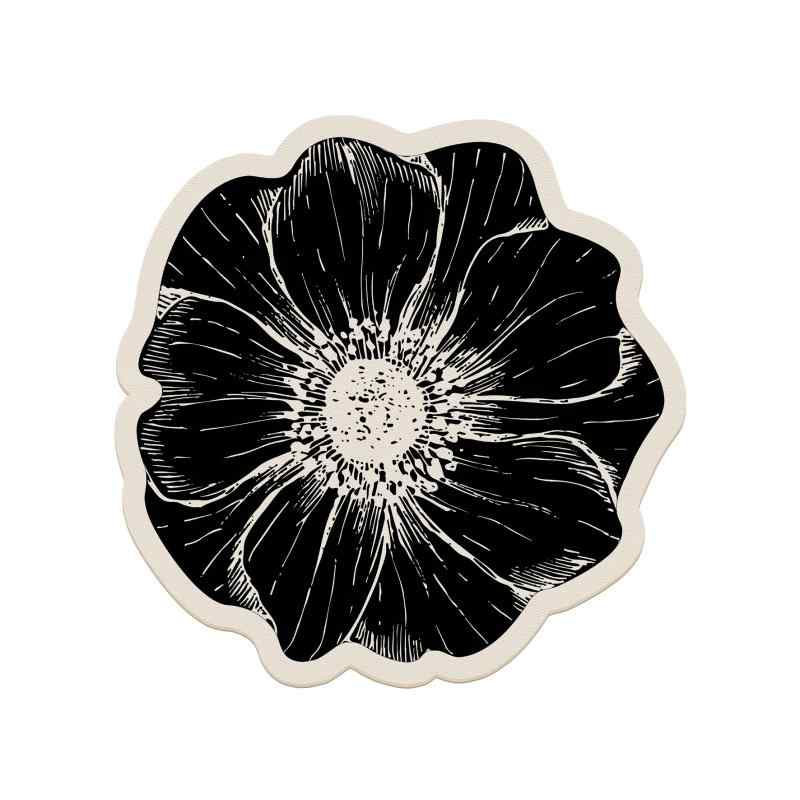 キッチンマット 北欧風 断熱マット 台所マット 洗える 撥水 レザー コースター 花柄 円形 40cm 50cm 60cm ブルー ブラック グレー ホワイト 吸水性 耐熱性