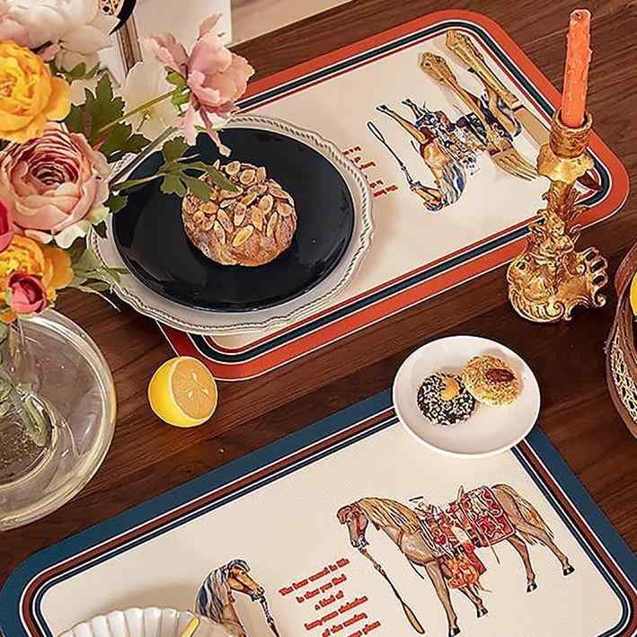 ランチョンマット レザー 防水 防油 撥水 汚れ防止 拭ける プレースマット 花柄 茶托 コースター 白 グレー 長方形 円形 30*45cm