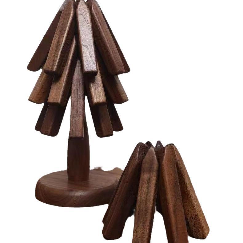 コースター セット 木製 胡桃木色 断熱 耐熱 実木 コーヒーカップ 鍋敷き ランチョンマット テーブルウ..