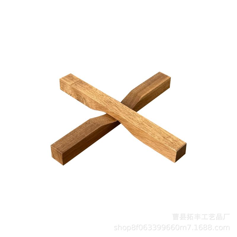 鍋敷き 木製 磁石付き 十字形 鍋置き 断熱パッド ポットマット 正方形 原木色 キッチン ダイニング テ..