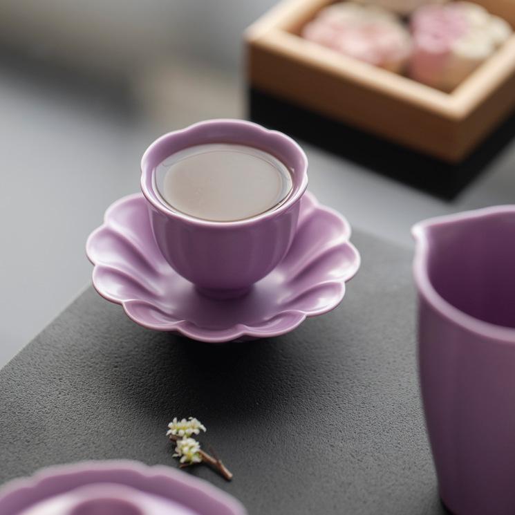 カップ コースター 茶托 陶瓷 紫色 研磨 ティー アクセサリー 茶道 中華風 功夫茶 保温
