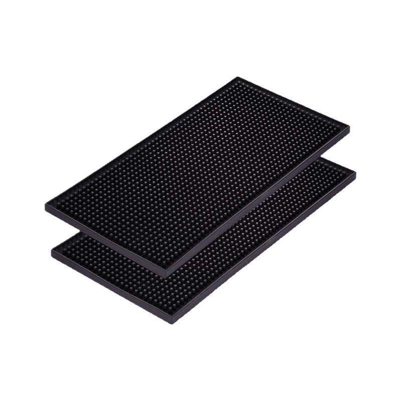 バーマット PVC製 長方形 30 15cm 滑り止め 撥水 グラス置き 水切りマット コースター ブラック 北欧風