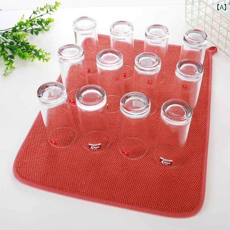 食器乾燥マット 超極細繊維 吸水速乾 キッチンマット ランチョンマット 水切りマット 無地 赤/黄/青/ベージュ/グレー/ピンク 30*40CM 38*50CM 45*60CM