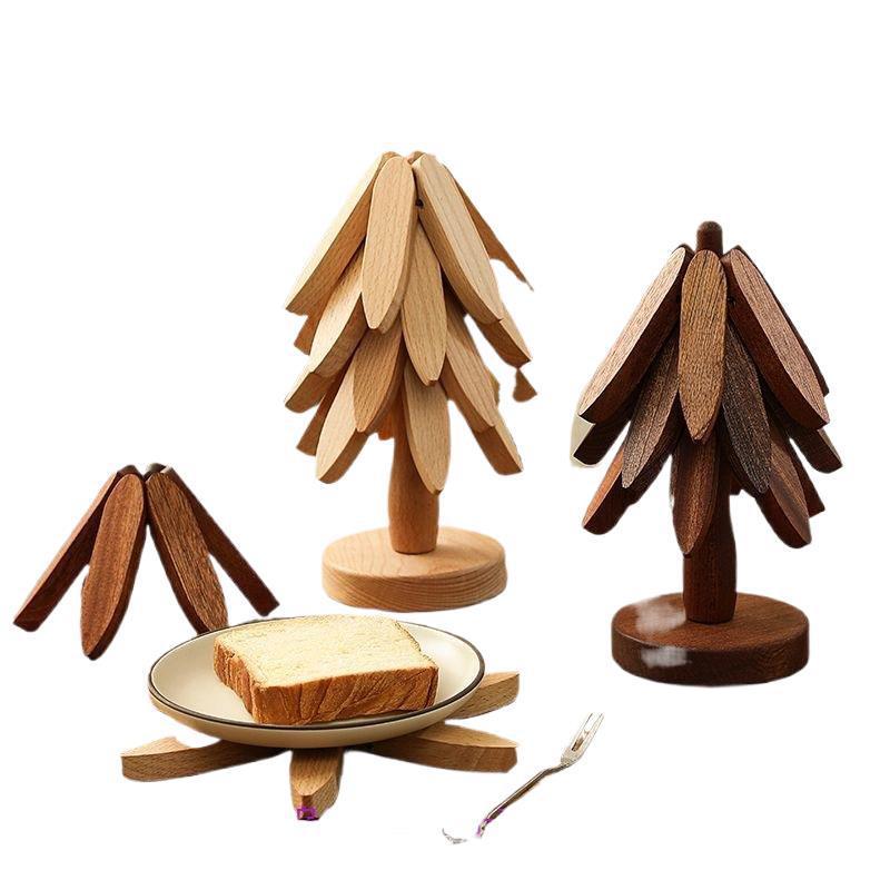 鍋敷き 鍋つかみ コースター 断熱マット 竹製 胡桃色 原木色 耐熱 シンプル