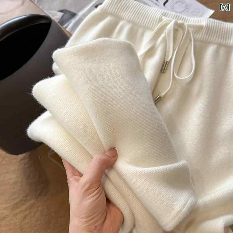 パンツ レディース 秋冬 ウール 高腰 ワイドレッグ ストレート あったか 暖か 厚手 ゆったり リラックス 無地 オートミール ブラック グレー ベージュ カジュアル 通勤 オフィス きれいめ 2