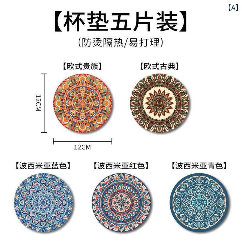 テーブルマット 北欧風 コースター 珪藻土 吸水 断熱 滑り止め カップマット 食器マット 青色 赤色