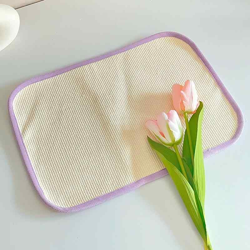 ランチョンマット 綿麻 無地 コースター ベージュ 厚手 吸水 速乾 断熱 滑り止め 洗濯可能 幼稚園 保育園 給食