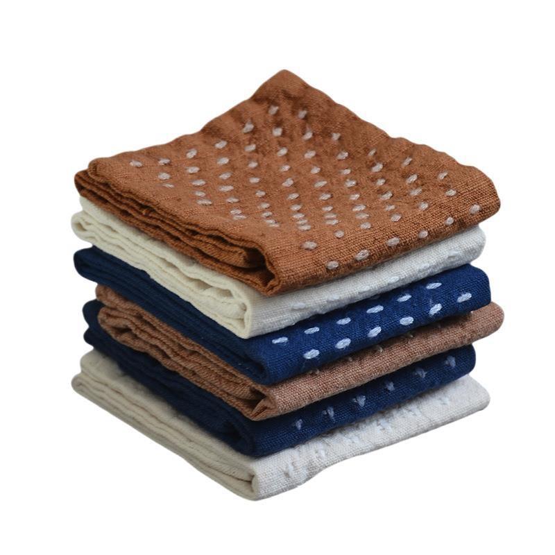 茶巾 レディース 日本製 コットン リネン 刺し子 হস্তনির্মিত 吸水 速乾 レトロ 和風 禅意 柿渋染め 古布 茶托 茶パッド ティーマット おしゃれ かわいい