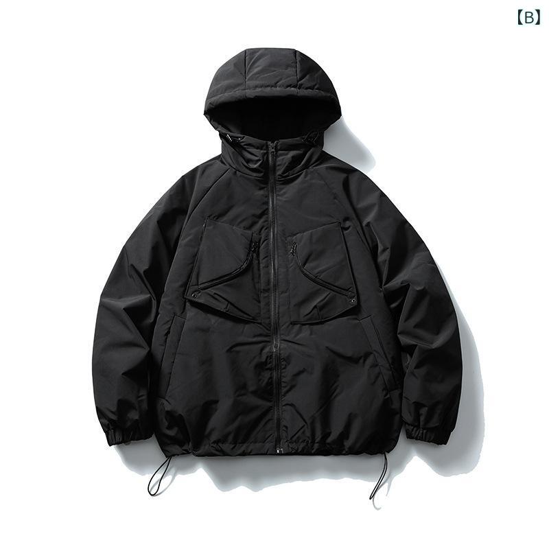 羽绒服 男性用 日系 レトロ 無地 90% ホワイトダックダウン 連帽 あったか アウター ポリエステル 軽量 防寒 ブラック ホワイト