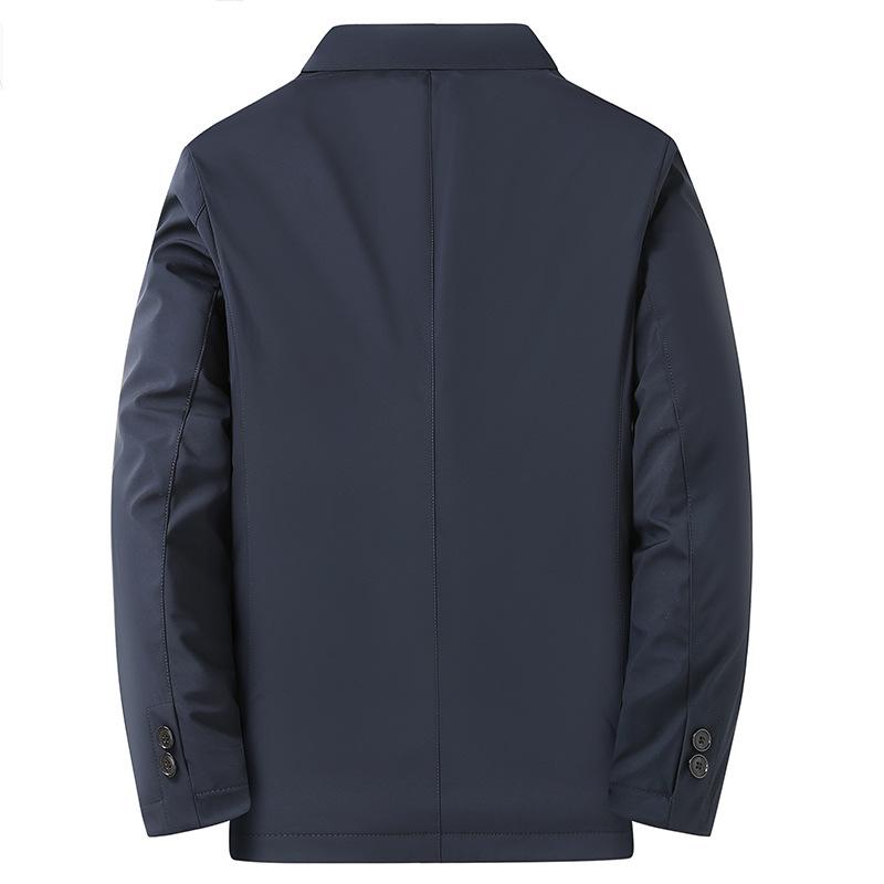 羽絨服 メンズ 父親向け 中長丈 無地 襟付き 防寒 合体型 ビジネス シニア 冬 ポリエステル 洗濯機洗い..