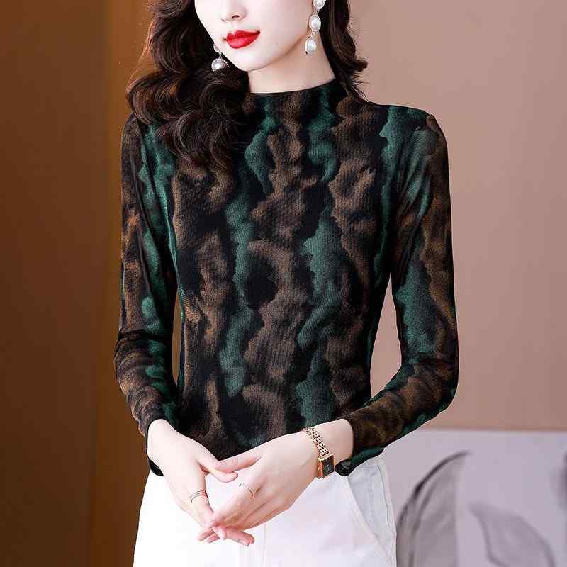 Tシャツ レディース 秋冬 裏起毛 ポリエステル トップス 長袖 プルオーバー チュール 切り替え 花柄 ゆったり カジュアル