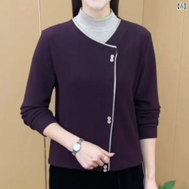 Rakuten - Tシャツ レディース 秋冬 長袖 トップス プルオーバー カットソー ダブルフェイス 日韓 カジュアル ゆったり 普段使い おしゃれ 着痩せ 大きいサイズ パープル グレー オートミール