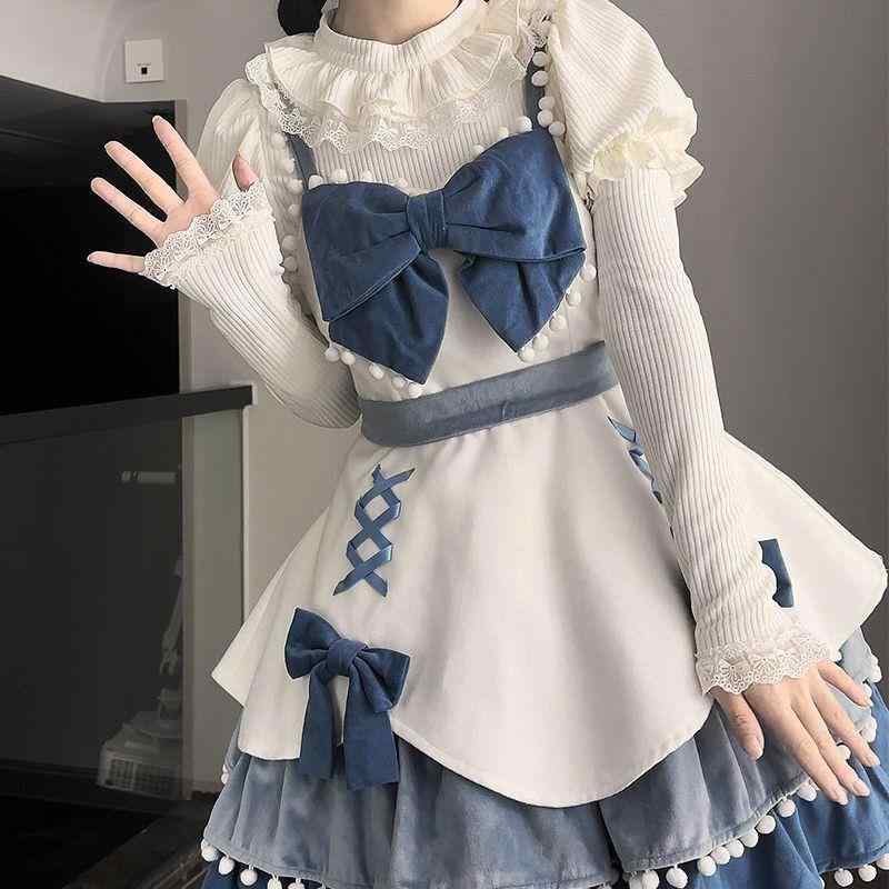 Long-Sleeved Knit - ニット レディース ロリータ 甘め かわいい レース 高伸縮性 接触冷感 プリンセススリーブ インナー トップス ホワイト ベージュ ブラック S M L XL