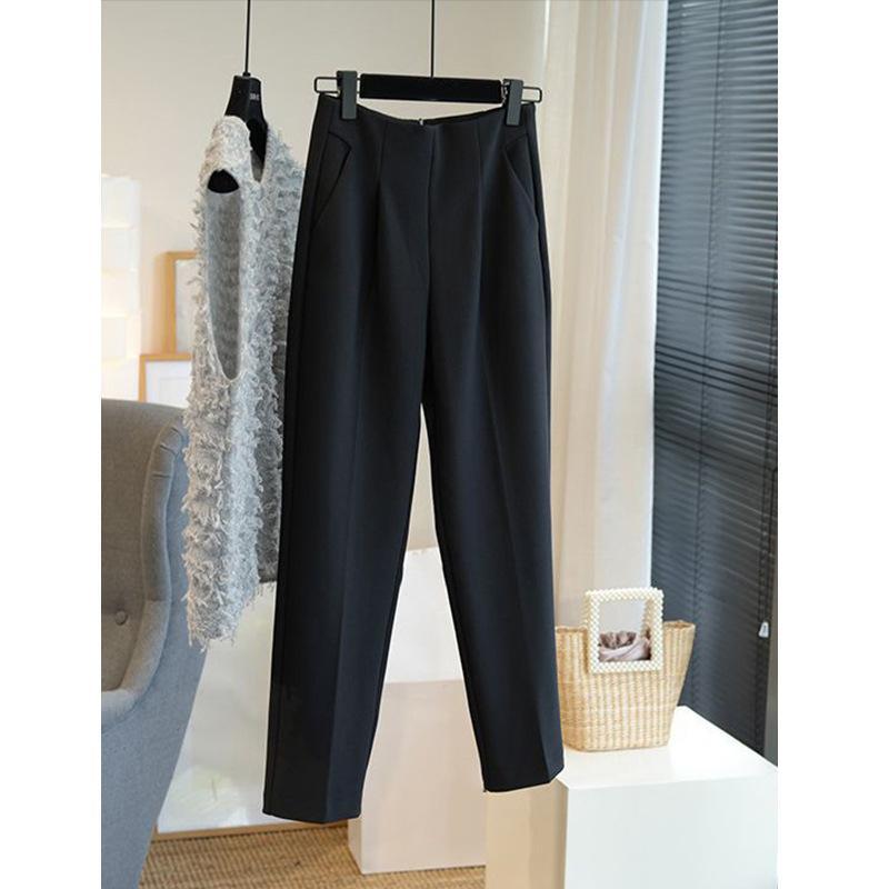 パンツ レディース 秋冬 高見え 厚手 ストレート シガレットパンツ 美脚 スラックス 9分丈 テーパードパンツ ハイウエスト ポリエステル ズボン ブラック オフィスカジュアル 通勤