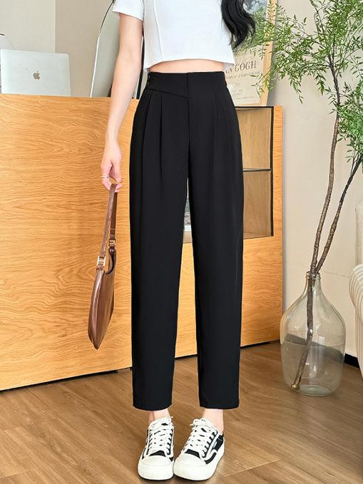 パンツ レディース カジュアルパンツ テーパードパンツ ハーレムパンツ ポリエステル 高腰 薄手 ブラック 黒 グレー 灰色 ベージュ S M L XL 2XL 春夏
