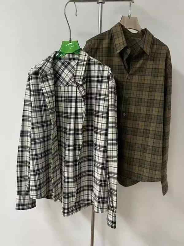 シャツ レディース オーバーサイズ タータンチェック 長袖 トップス 配色 ポリエステル アクリル ゆったり ブラック系 イエロー系 秋冬