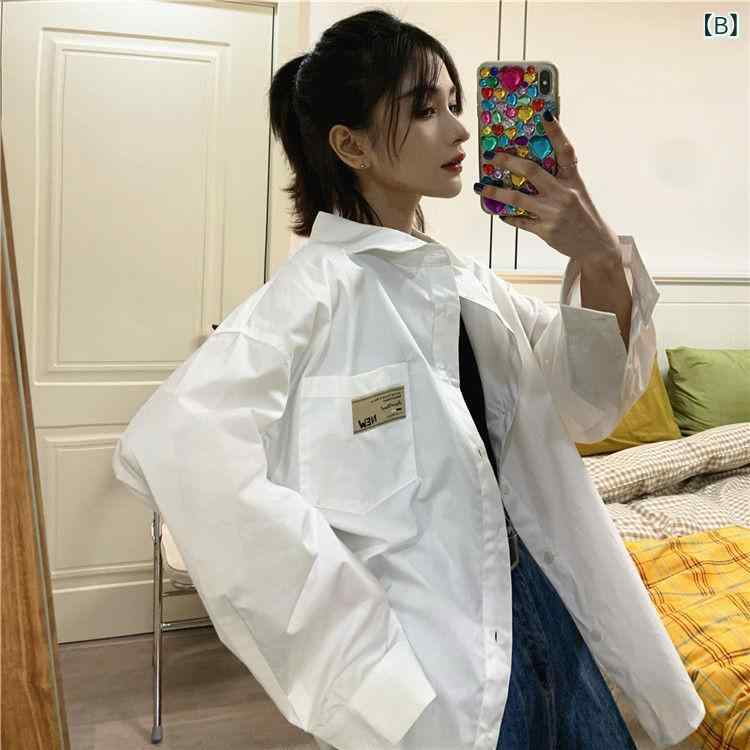 シャツ レディース 長袖 中長丈 ブルー ゆったり 雪花绒 ポリエステル トップス ス...