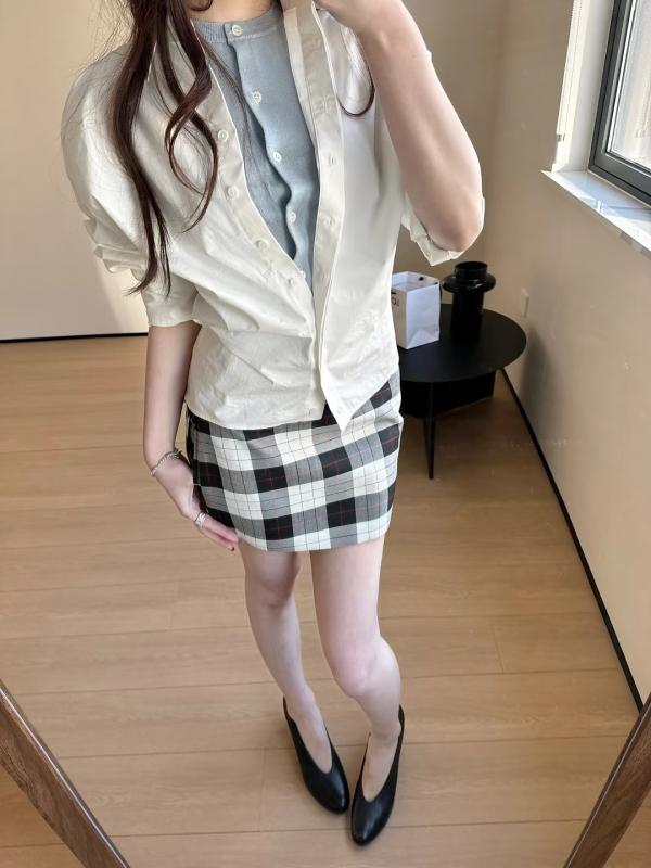 シャツ レディース ドロップショルダー コットンブレンド トップス 長袖 POLO襟 切り替え ゆったり 通..