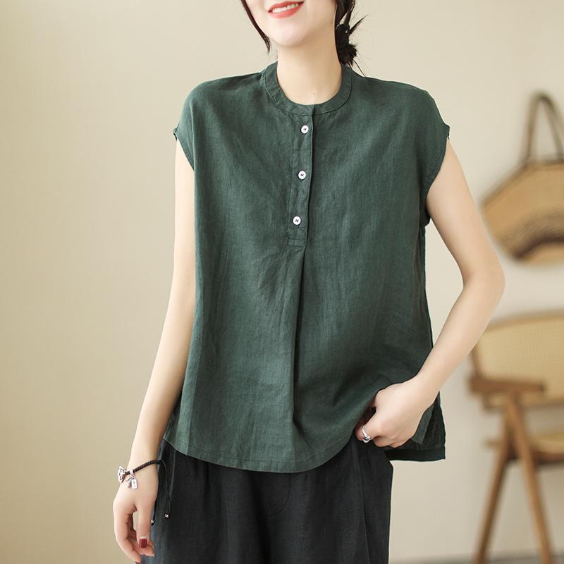 ・素材: ポリエステル・スタイル: プルオーバー・袖丈: ノースリーブ・フィット: ゆったり・ネックライン: ラウンドネック・袖のタイプ: ノースリーブ・カラー: ダークグリーン, ネイビー, カーキ・サイズ: M, L, XL, 2XL・主な生地の組成含有量: 30%-50%・製品カテゴリ: シャツ