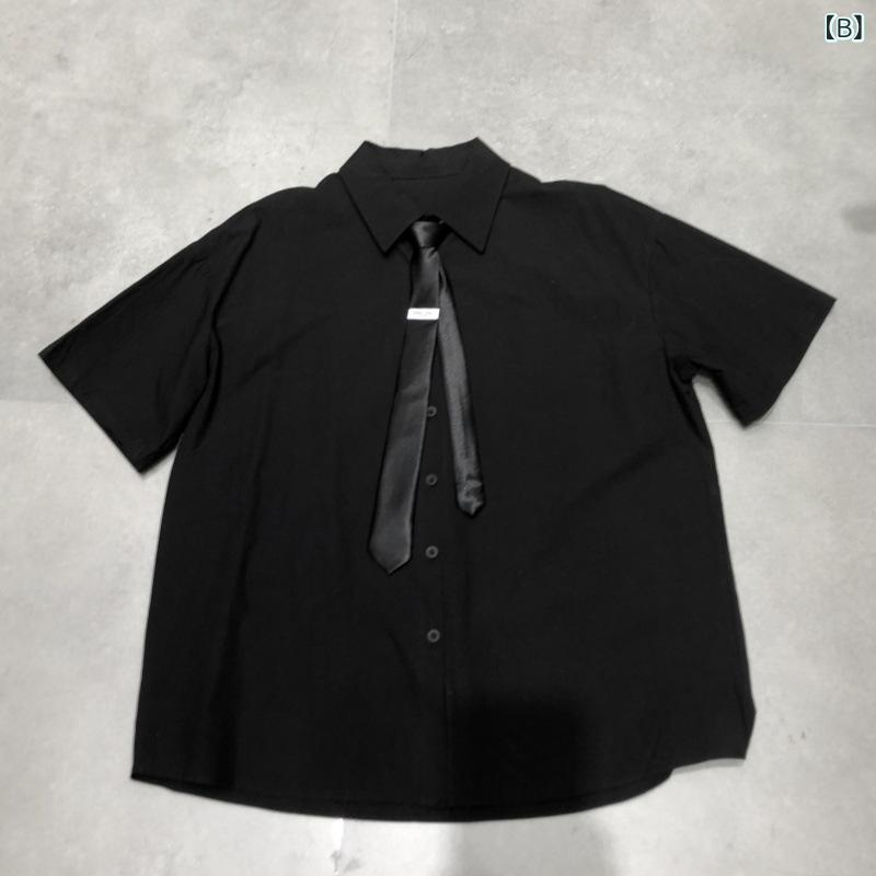 シャツ 男女兼用 半袖 無地 ドロップショルダー コットン 日本 韓国 スクール 制服...