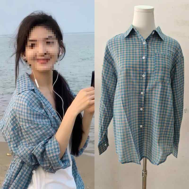 シャツ レディース 春夏 ブルー 長袖 接触冷感 紫外線対策 オフィス カジュアル ゆったり トップス