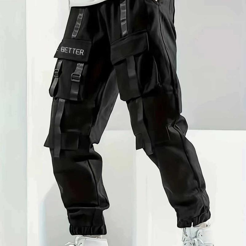 パンツ 男性用 カーゴパンツ ワークパンツ ロングパンツ 普段使い 部屋着 ブラック 伸縮性