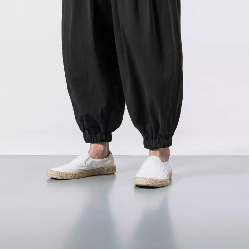 メンズ パンツ 男性用 ズボン 中国風 リネン ワイドパンツ サルエルパンツ コットン リラックス イージーパンツ 大きいサイズ ゆったり 無地 春夏秋冬 オールシーズン