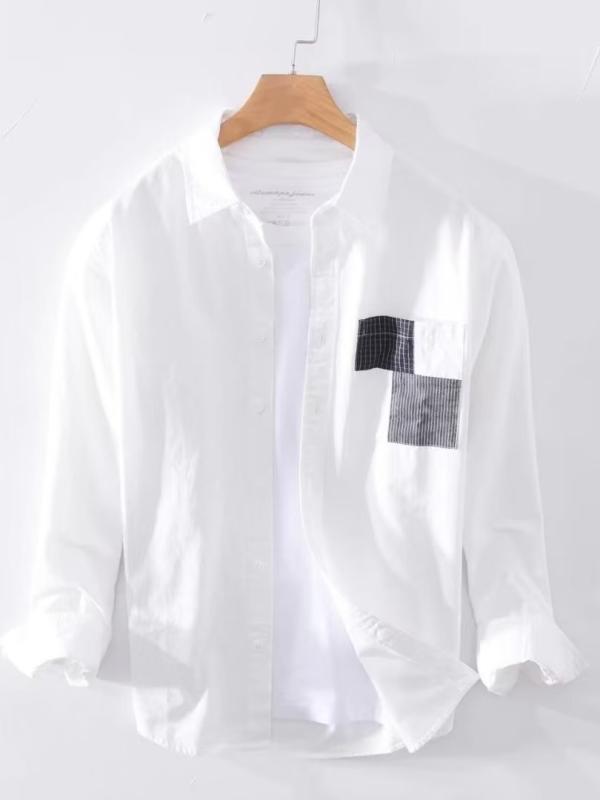 シャツ 男性用 長袖 ルーズフィット 配色 ポリエステル 秋物 羽織り ライトアウター 普段使い スタイリ..