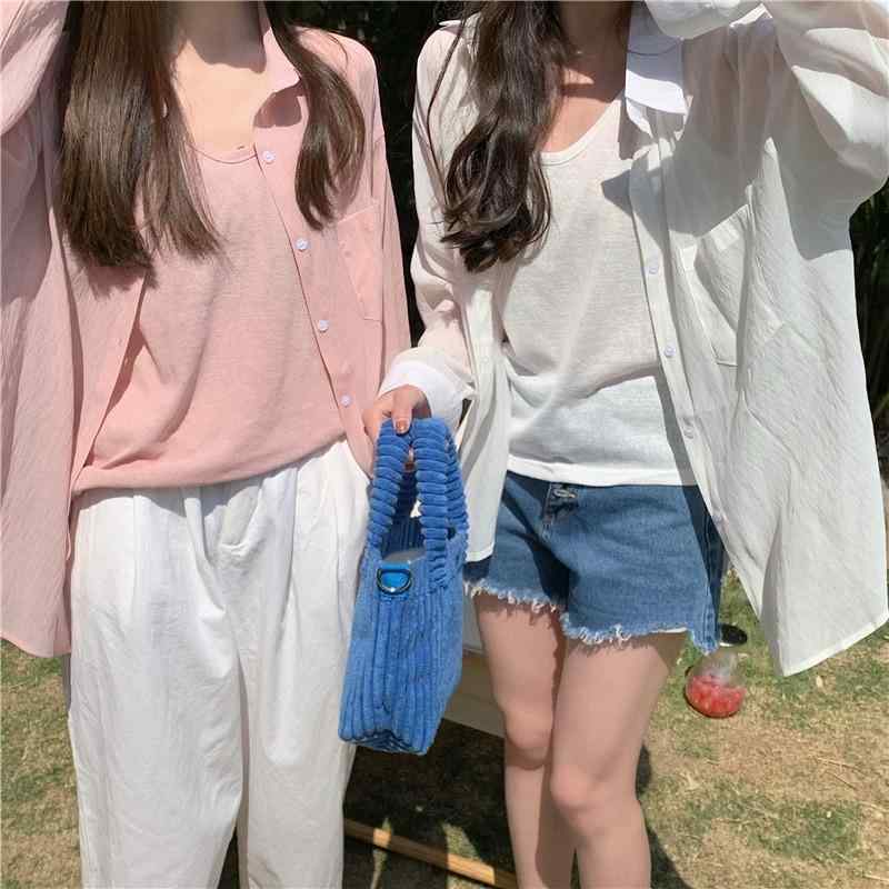 シャツ レディース 春夏 ポリエステル 長袖 ゆったり 薄手 接触冷感 ブラウス トップス 白 ホワイト ピンク系 ブルー ドロップショルダー 波浪領