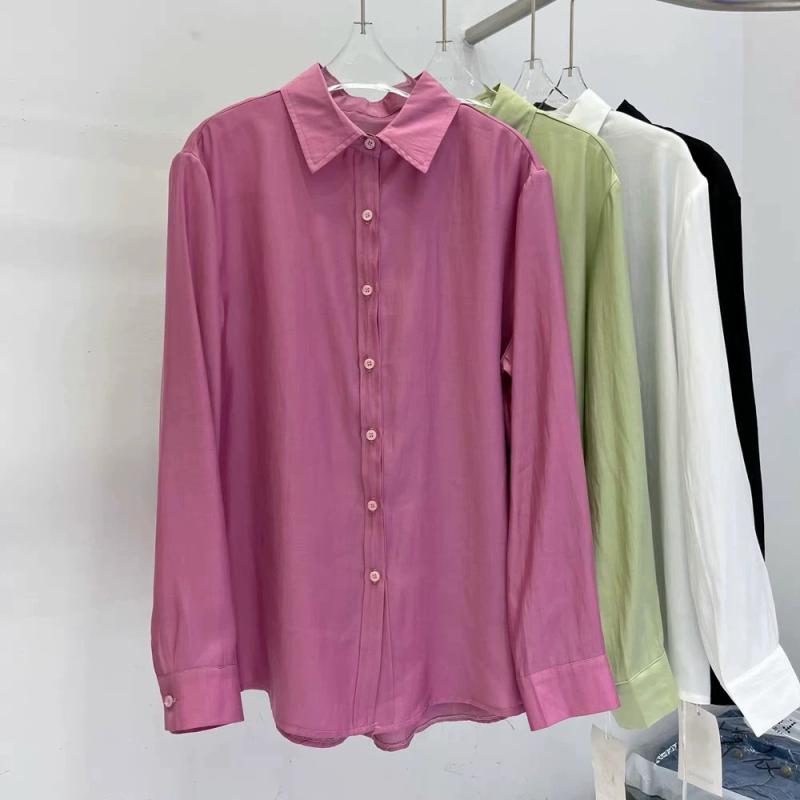 シャツ レディース 天絲 レーヨン 接触冷感 UVカット 長袖 ブラウス トップス 薄手 紫外線対策 冷房対..