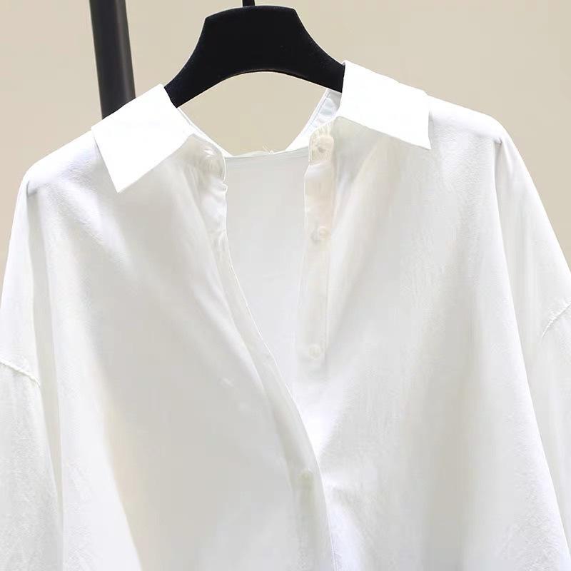 シャツ レディース グラデーション コットン 綿100％ 長袖 ドロップショルダー 襟付き ブラウス トップス 韓国風 ゆったり 紫外線対策 通勤 カジュアル 春夏 秋冬 グリーン ブルー XS S M L XL 2XL 3XL